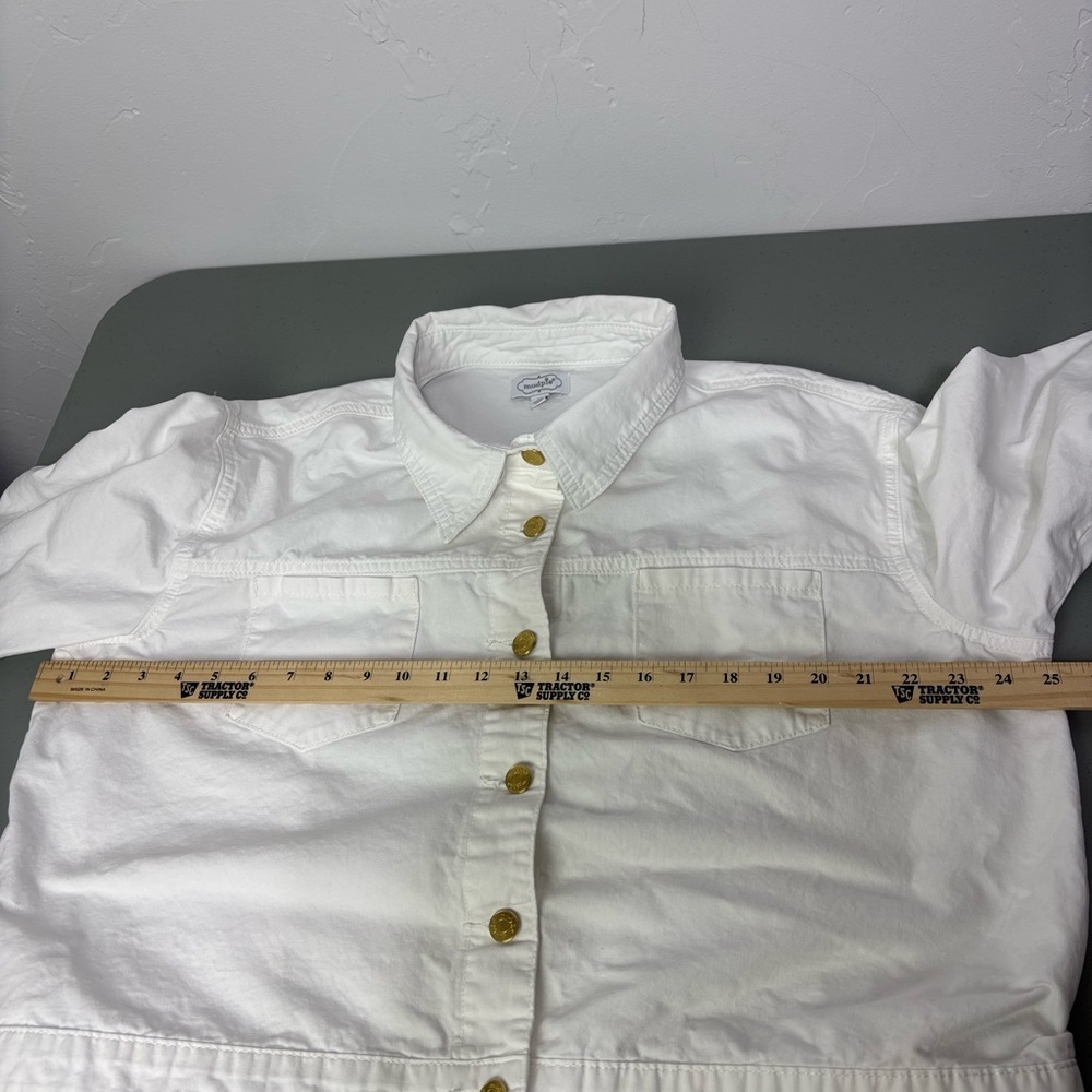 Mudpie White Cropped Boxy Women Jacket Blazer Lightweight XL Button Front - Picture 9 of 11